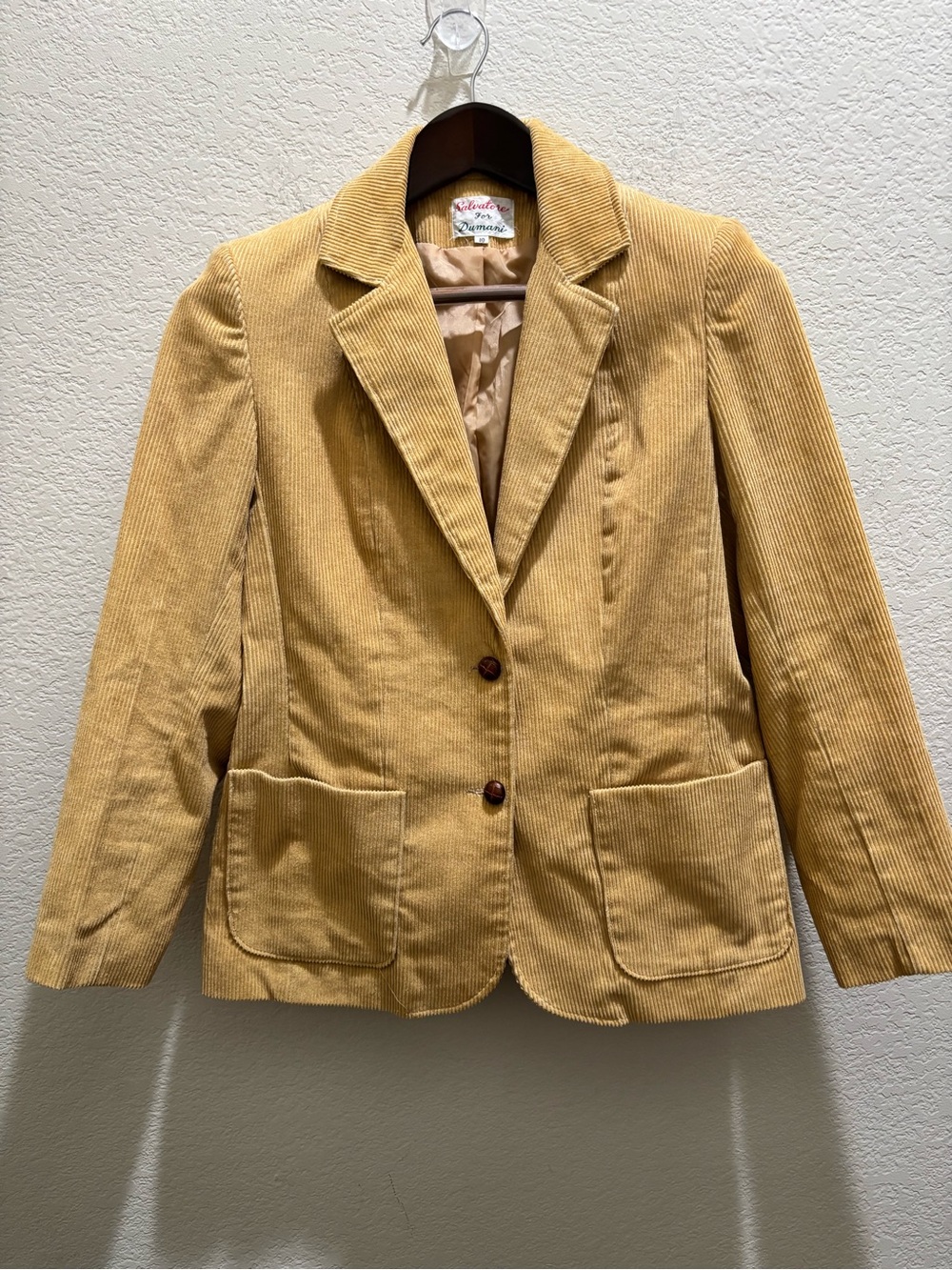 Vintage Salvatore for Dumani Corduroy Blazer Women’s 10 Camel Tan Jacket